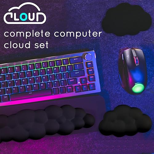 Miniatura 7 de Cloud - Reposamuñecas para teclado de computadora, reposamuñecas con base antideslizante, reposamuñecas extendido, espuma viscoelástica ergonómica
