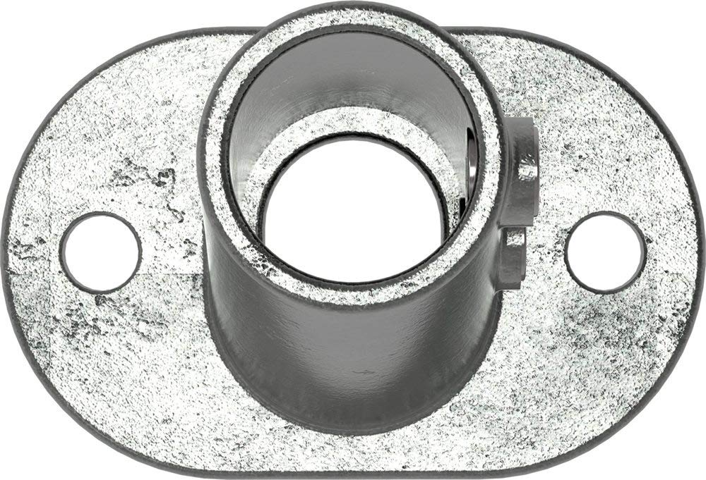 Fenau Boden-Flansch Rund 42,4 Mm – Aus Feuerverzinktem Temperguss, Inkl. Edelstahl-Schneidschrauben, Für Geländer, Handläufe, Regale & DIY-Projekte