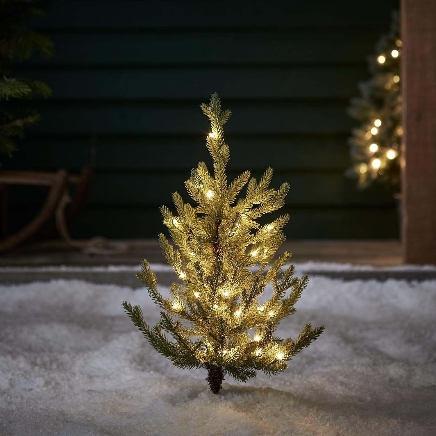Lights4fun 60cm LED Tannenbaum Künstlich mit Timer warmweiß Batteriebetrieben Weihnachtsdeko Außen Weihnachtsbeleuchtung Außen Weihnachtsbaum