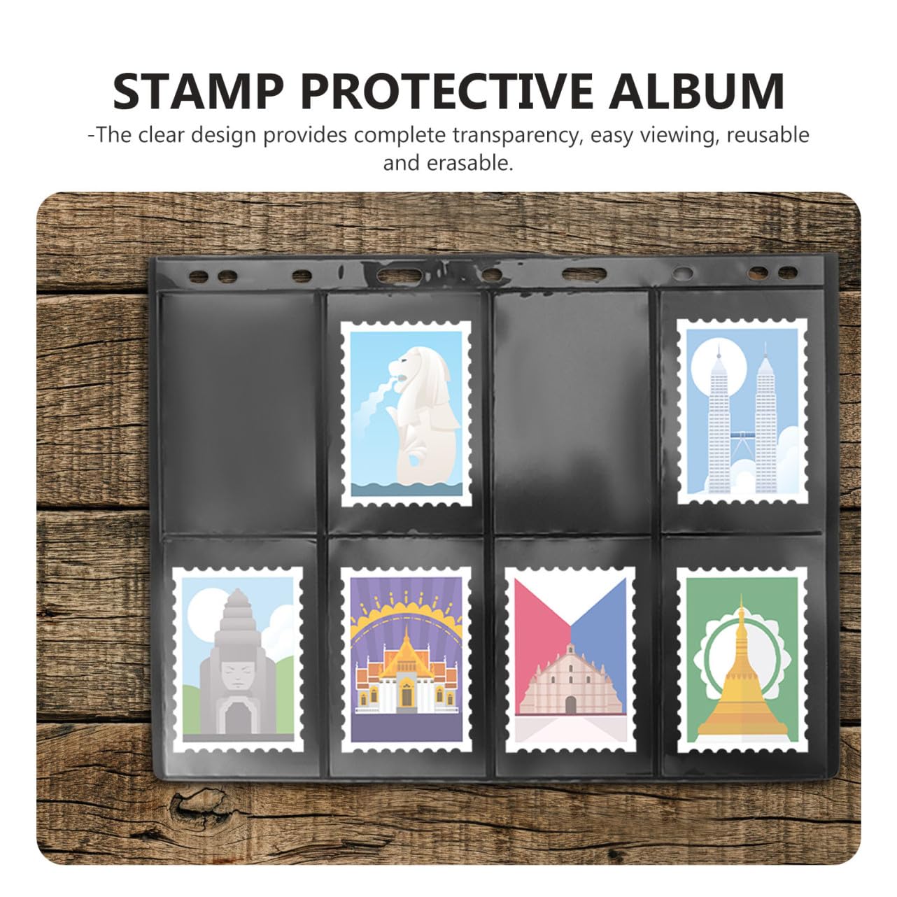 ibasenice 10 Blatt Briefmarkensammelalbum für Sammler Transparentes PVC Material Doppelseitig mit Loseinsteckfächern Aufbewahrung für Briefmarken Münzen und Miniaturen Geschenkidee