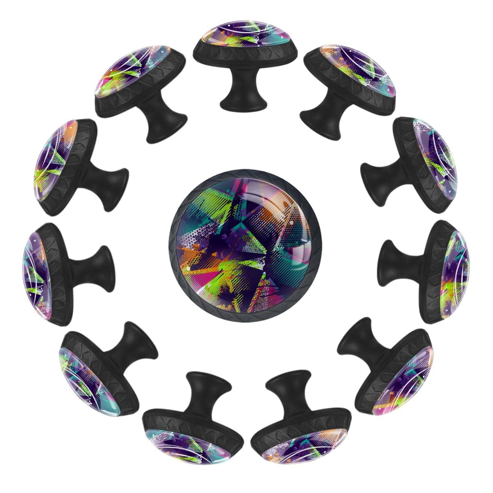 Boutons de tiroir ronds motifs géométriques abstraits 35 mm pour meuble de crèche