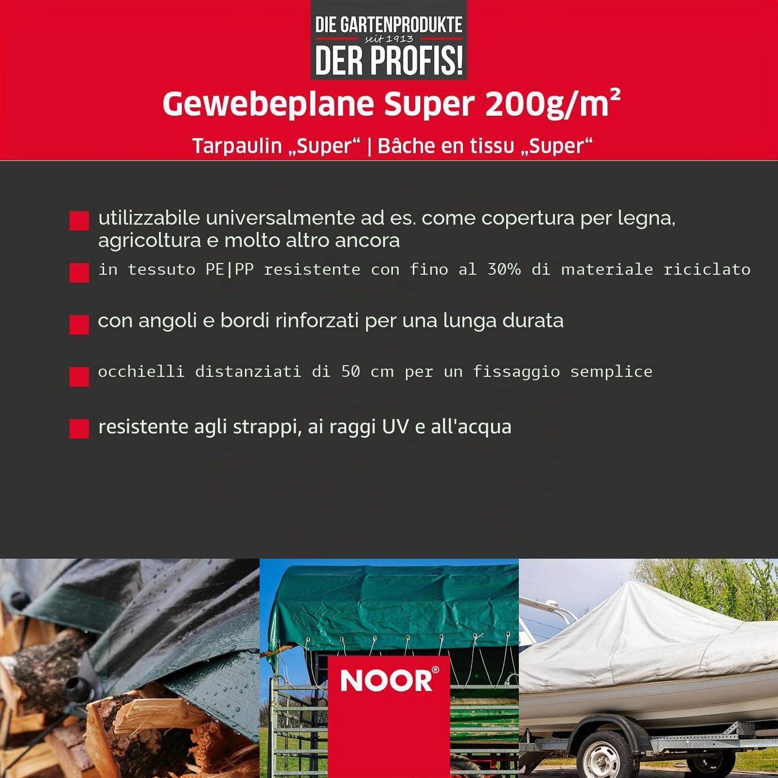 Noor, Telone da Esterni in Polipropilene e polietilene, Colore: Bianco, 3 x 7 m