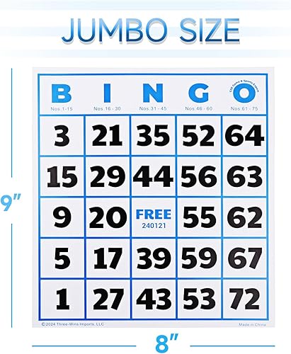 Miniatura 2 de GSE Games & Sports Expert Paquete de 50 tarjetas de bingo multicolor jumbo, números de fuente grandes, cartón de bingo reutilizable para grupos