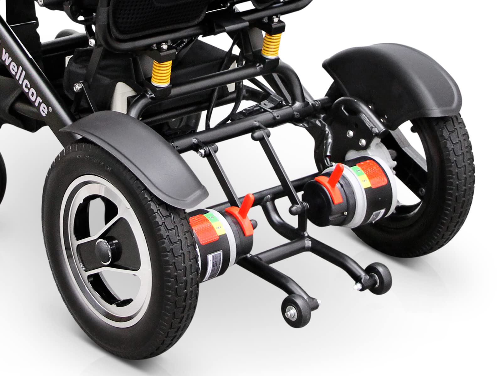 Silla de ruedas eléctrica WELLCORE, Plegable, Autonomía 15 km, Chasis aluminio, Mando con conexión USB, Frenado electromagnético, Hasta 135 kg