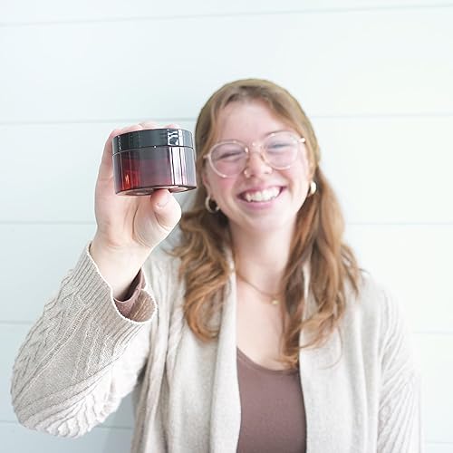 Miniatura 7 de tarros de plástico ámbar (paquete de 12)  tarros de plástico ámbar de 4 onzas con tapas se utilizan como recipientes cosméticos recargables,