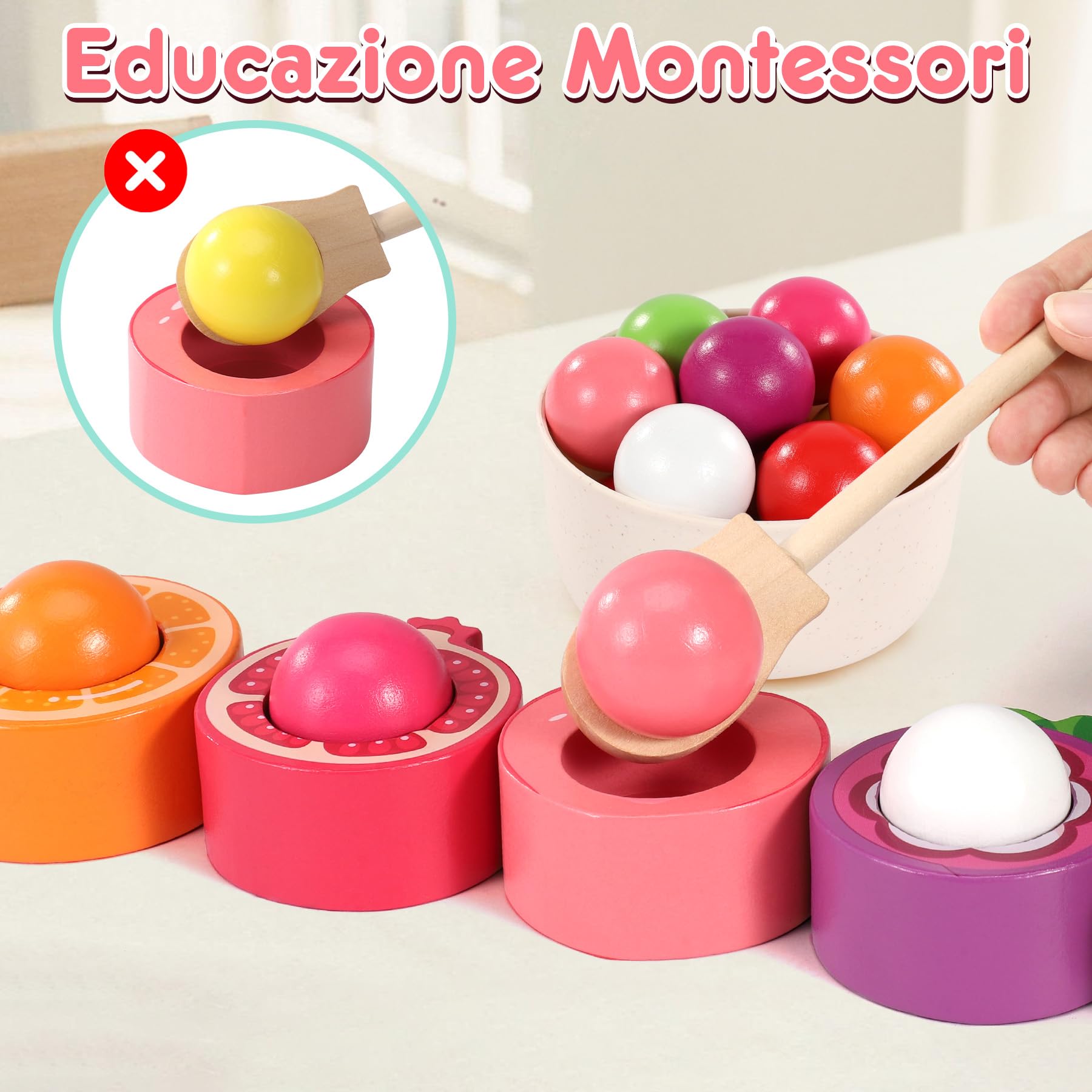 Giochi Montessori 1 2 3 Anno, Giochi Bambini 1 2 3 Anni, Palline Colorate per Bambini, Gioco Bambino 1 Anno, Giochi Legno Bambini 1 Anno