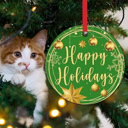 Miniatura 20 de Tree Decoration Ornaments Merry Christmas Y'all Holiday Present Ceramic Xmas Tree Ornament Gold Snowflake Ball Wreath Christmas Decorations Gift