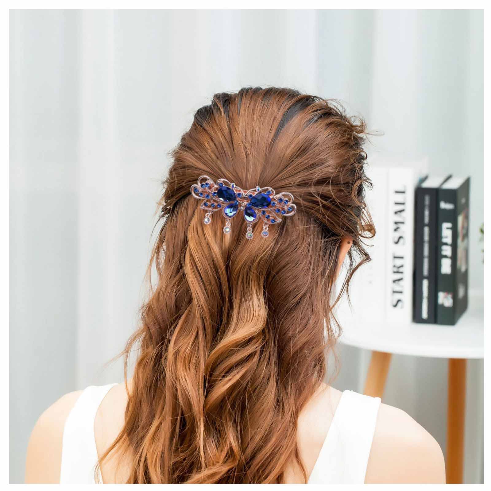 Barrette Papillon En Strass Doré - Accessoire Cheveux Mariage, Cérémonie Ou Soirée - Style Bohème Vintage