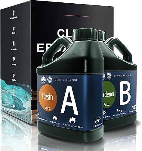 Kit de resina epoxi transparente de 72 onzas, fundición y revestimiento para mesas de río, resina artística, proyectos de joyería, bricolaje, vasos,