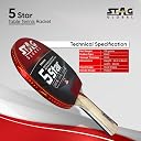 STAG GLOBAL 5 Star Table Tennis Racket | ITTF Approved Rubber | Speed 75, Spin 75, Control 90 | Intermediate Series T.T Racket | Pro Custom Designed Comfortable Grip Paddle gallery image