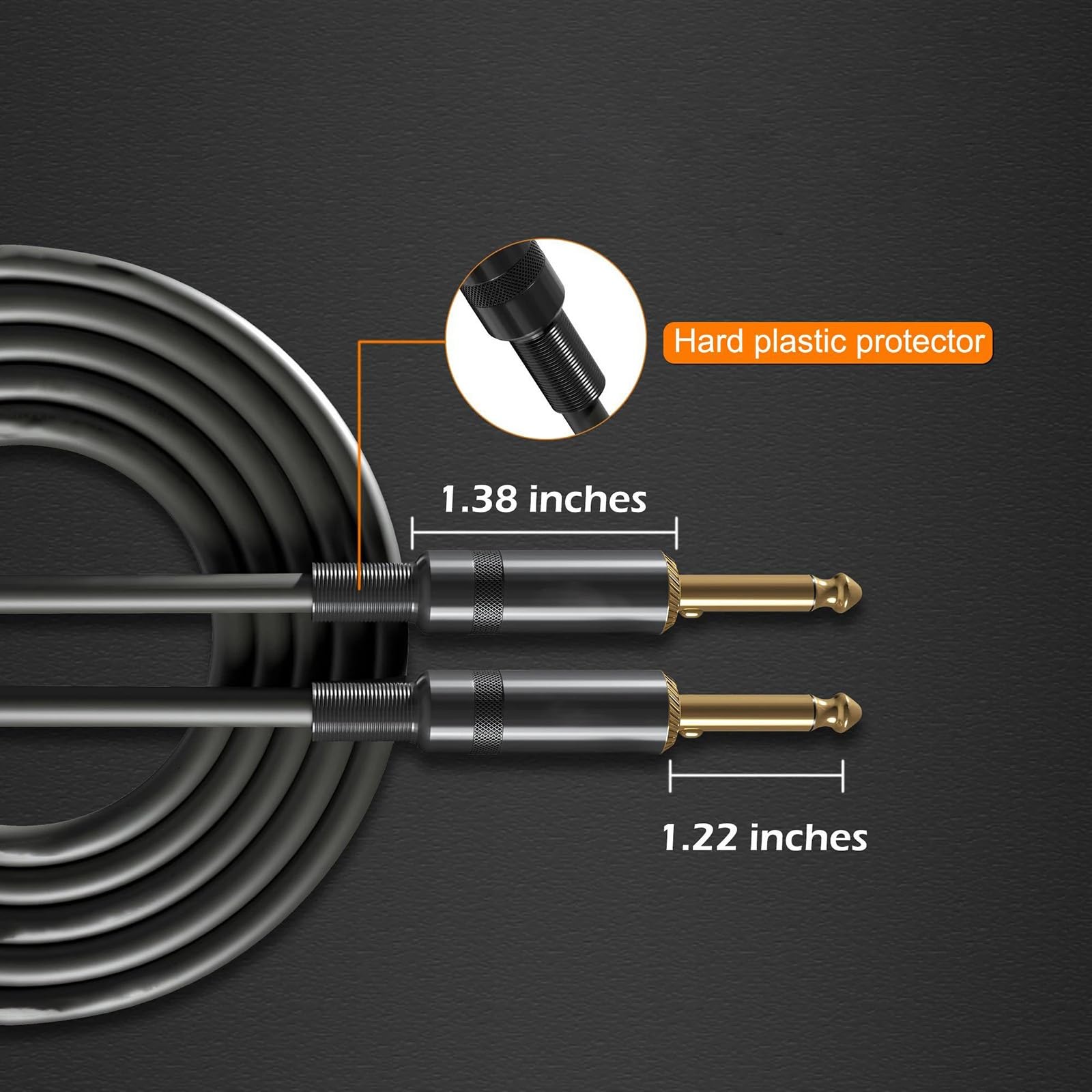 Professionnel Câble Audio Câble De Guitare À Double Prise Droite De 3m, Double Noyau OFC Muet, Coque Métallique, Câble Audio Anti-traction De 6.35mm
