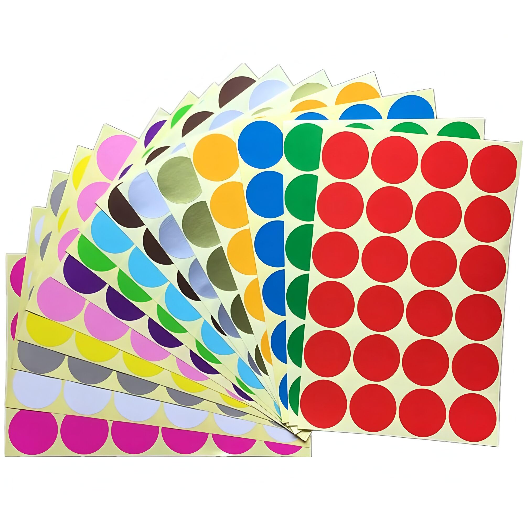 768 Pieces Coloured Dot Stickers, 32 mm Sticky Round Color Coding Labels, 1.25" 1-1/4" inch Self Adhesive Circle Price Stickers Dot Labels 16 Assorted Colours for Office, School, Calendar, Organizing