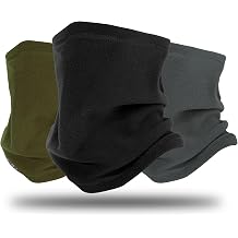 3 Pcs Neck Warmer, Windproof Fleece Snood for Men & Women, Multi-Functional Neck Gaiter Face Covering Mask Scarf for Skiing Running Cycling Cold Weather Black, Grey, Military Green