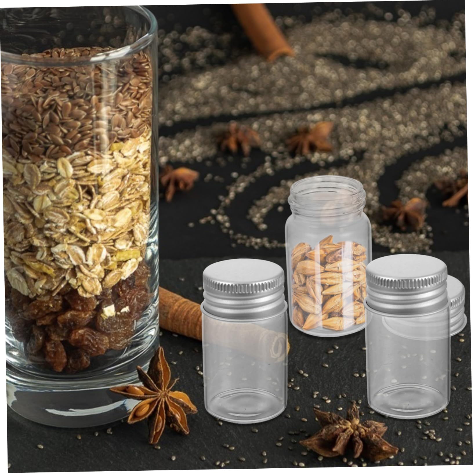 Vial de Vidrio Transparente 20ml con Tapa, 50 Piezas | Vidrio Ligero para Almacenar Muestras, Formato de Laboratorio, Uso en Experimentación