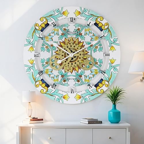 Miniatura 5 de ImprovingLife The Gears - Reloj de pared con engranajes móviles (Amalfi, redondo de 24 pulgadas)