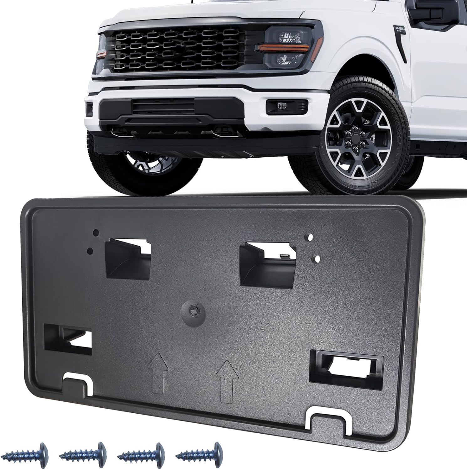 Front Bumper License Plate Frame Bracket Holder Fits for 2024 2025 Ford F-150 5.0L V8 Replace RL3Z-17A385-AA