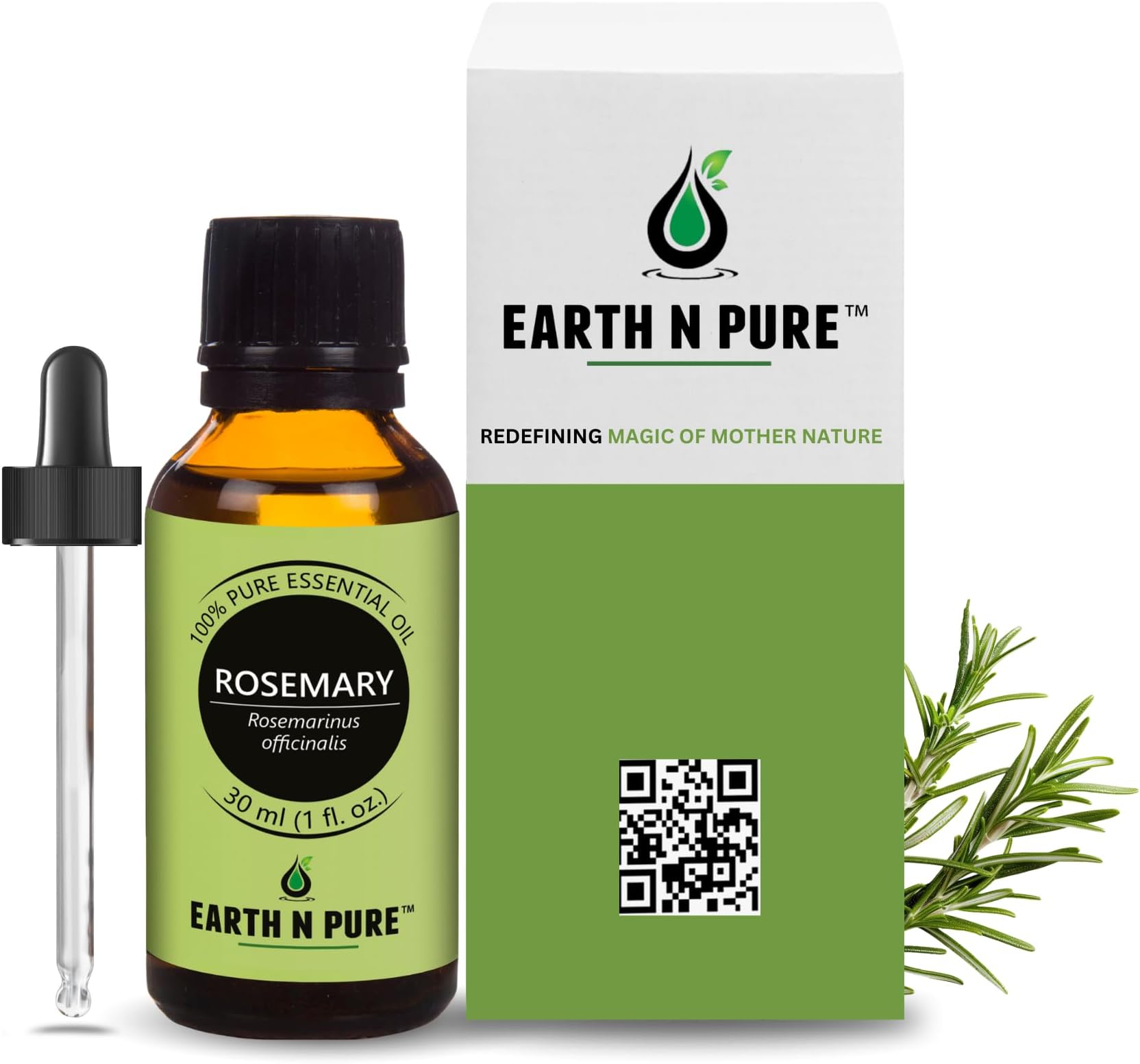 Rosemary Essential Oil for Hair Growth, Natural & Therapeutic Grade with Glass Dropper- 30 ML