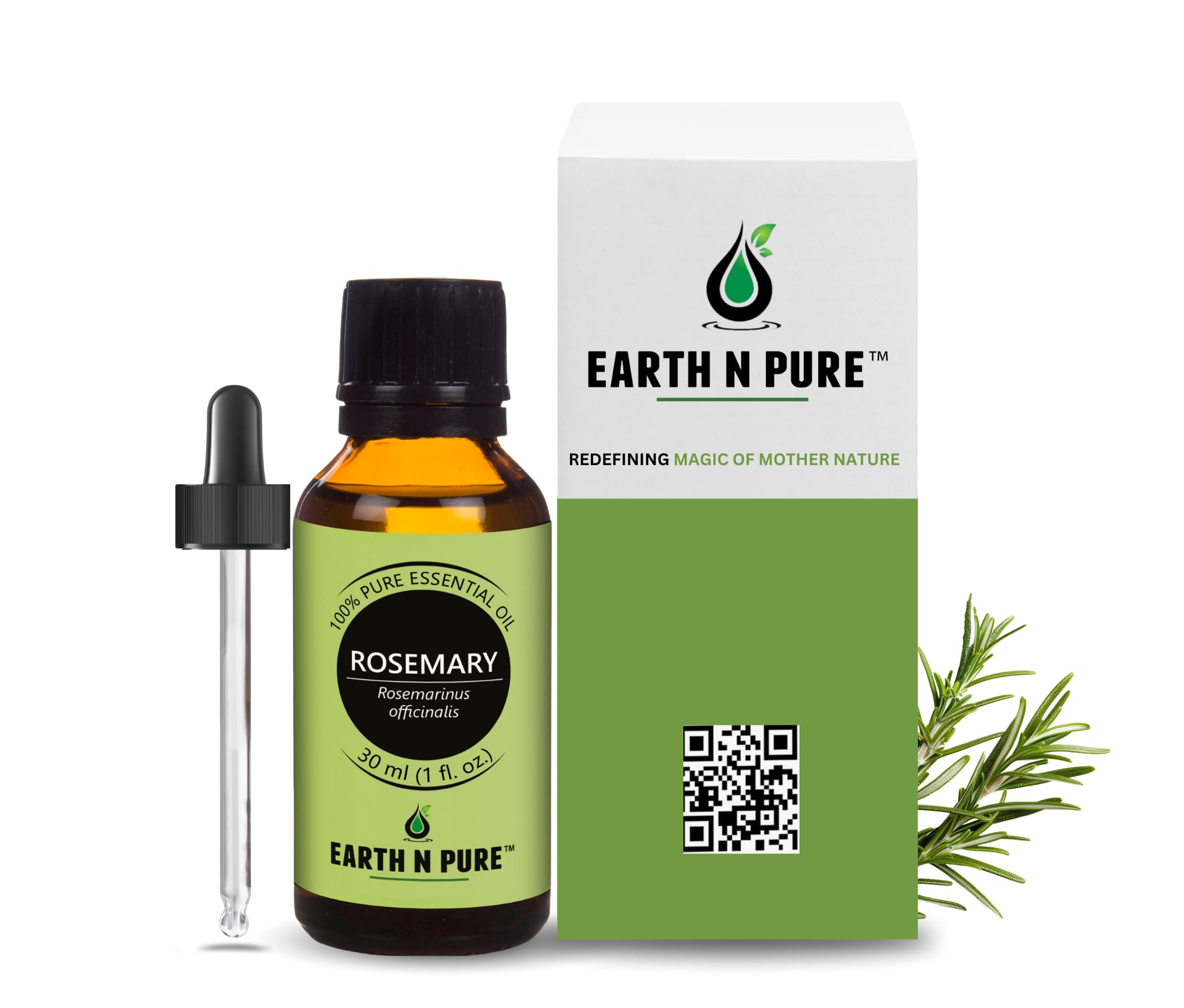 Earth N Pure Rosemary Essential Oil for Hair Growth, Natural & Therapeutic Grade with Glass Dropper- 30 ML