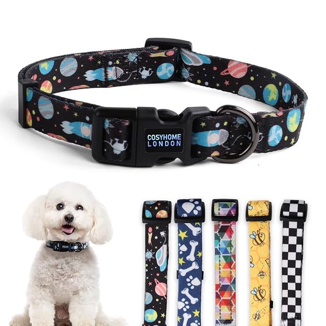 Cosyhome London - Collar de perro con patrones de estrellas coloridos, collares ajustables y duraderos…