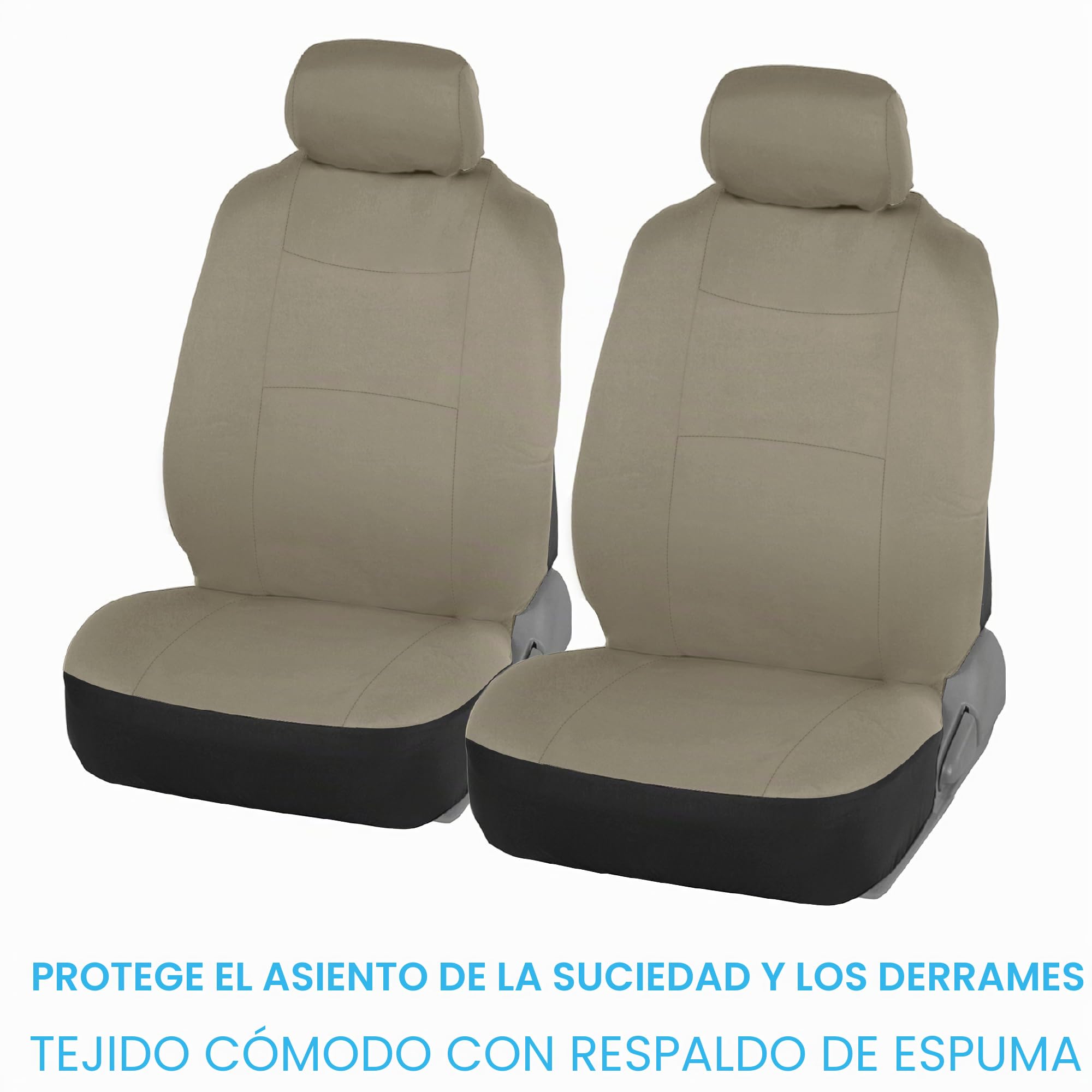 BDK PolyPro - Juego Completo de Fundas de Asiento de Coche en Color Beige sólido, Fundas de Asiento Delantero y Trasero Dividido para Coches, fácil de Instalar, Accesorios de Coche para automóviles,