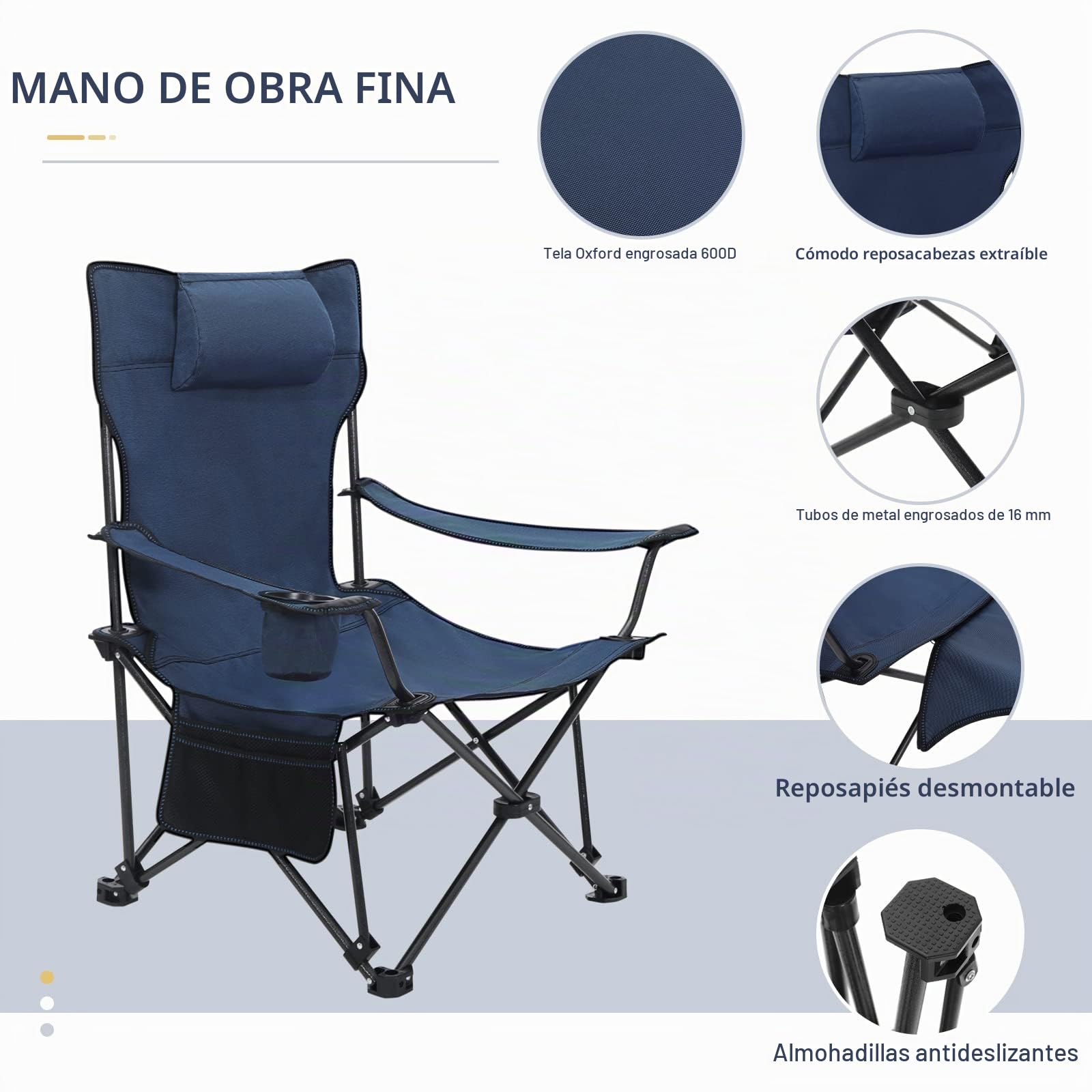 WOLTU Set de 2 Silla Camping Sillas Plegables, Silla de Acampada Portátil, Ligera para Picnic, Playa, Jardín, Pesca, con Portavasos, Azul