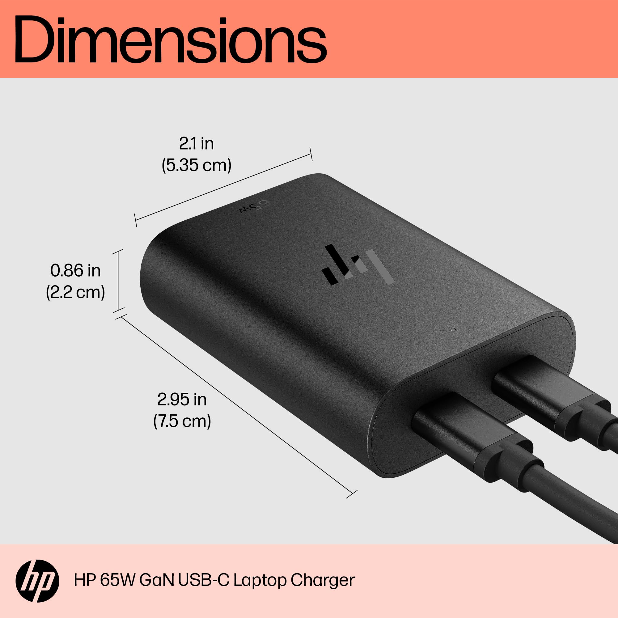 HP Caricabatterie USB-C GaN 65W – 2 Porte, Ricarica Rapida, Compatto, 30% Plastica Riciclata - 4