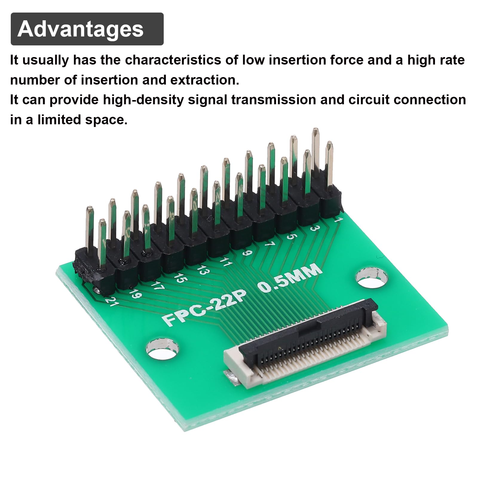 QUARKZMAN Connettore Scheda FFC FPC 22 Pin 0,5mm Presa a 2,54mm Doppia File Maschio Pin Striscia Intestazione Adattatore, Scheda Convertitore PCB per Tv Lcd/Fotocamere Digitali/Computer