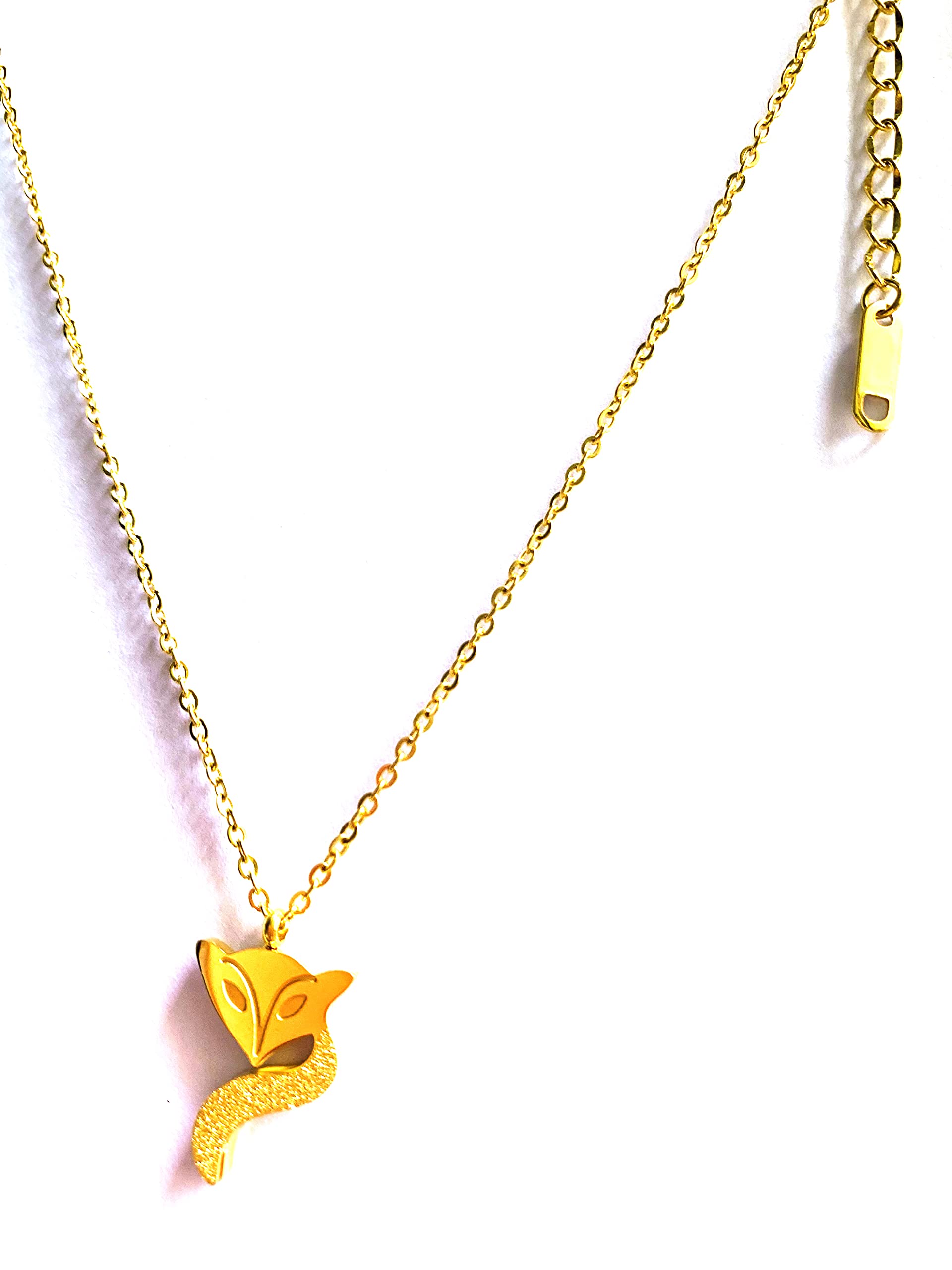 Zxxmeet Titanium Steel Fox Gold Simple Clavicle Chain Animal Necklace, Stainless Steel, No Gemstone