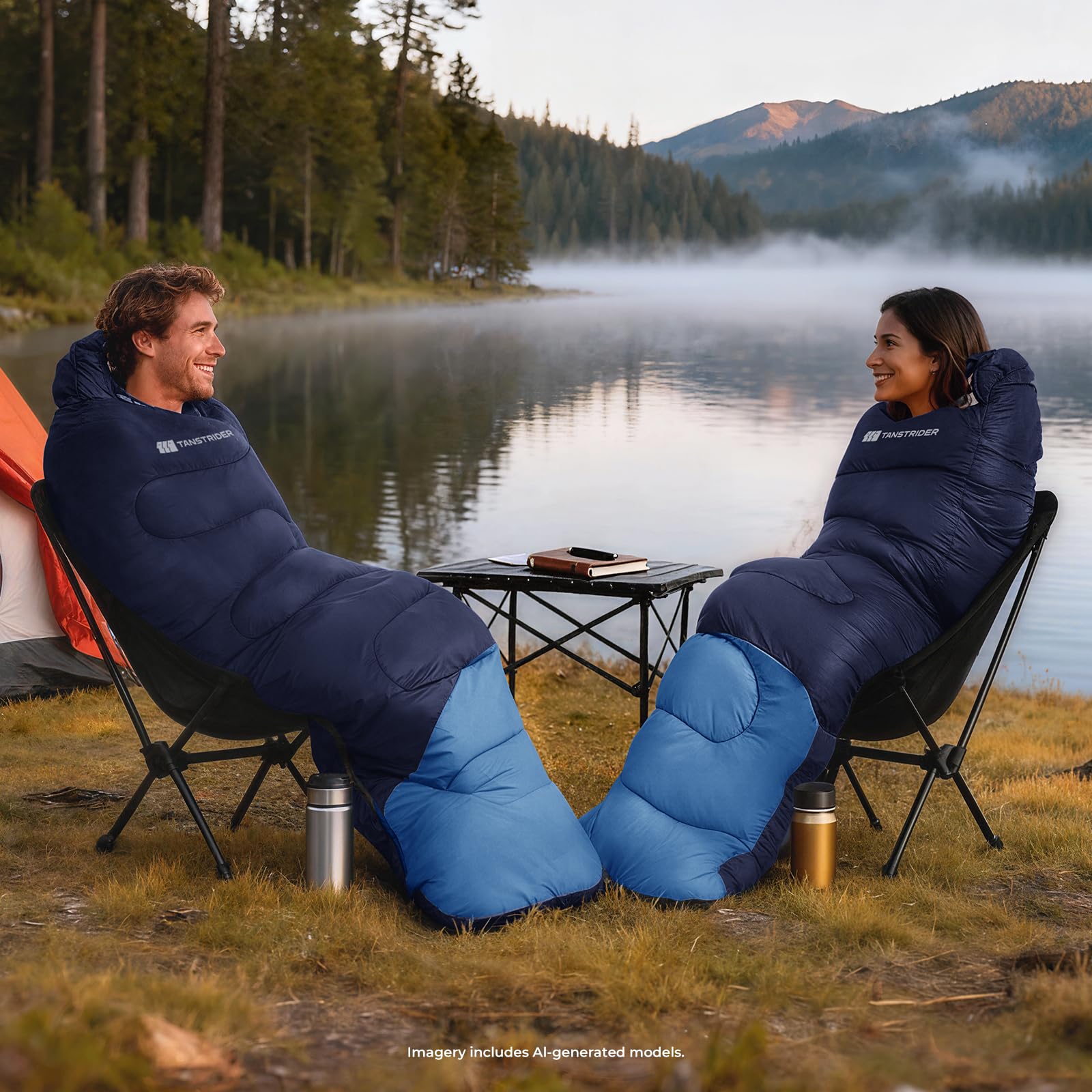 Schlafsack - 1,35 kg 3 Jahreszeiten-Deckenschlafsack, 2-in-1 Schlafsack Erwachsene, 10 °C bis 26 °C - Separate Fußbelüftung, Anti-Klemm-Reißverschluss - für Camping & Outdoor