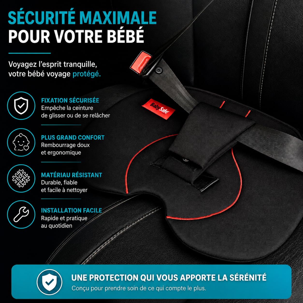 Ceinture grossesse voiture – Adaptateur ceinture femme enceinte | Sécurité bébé & confort | Facile à installer | Universel | Babysafe