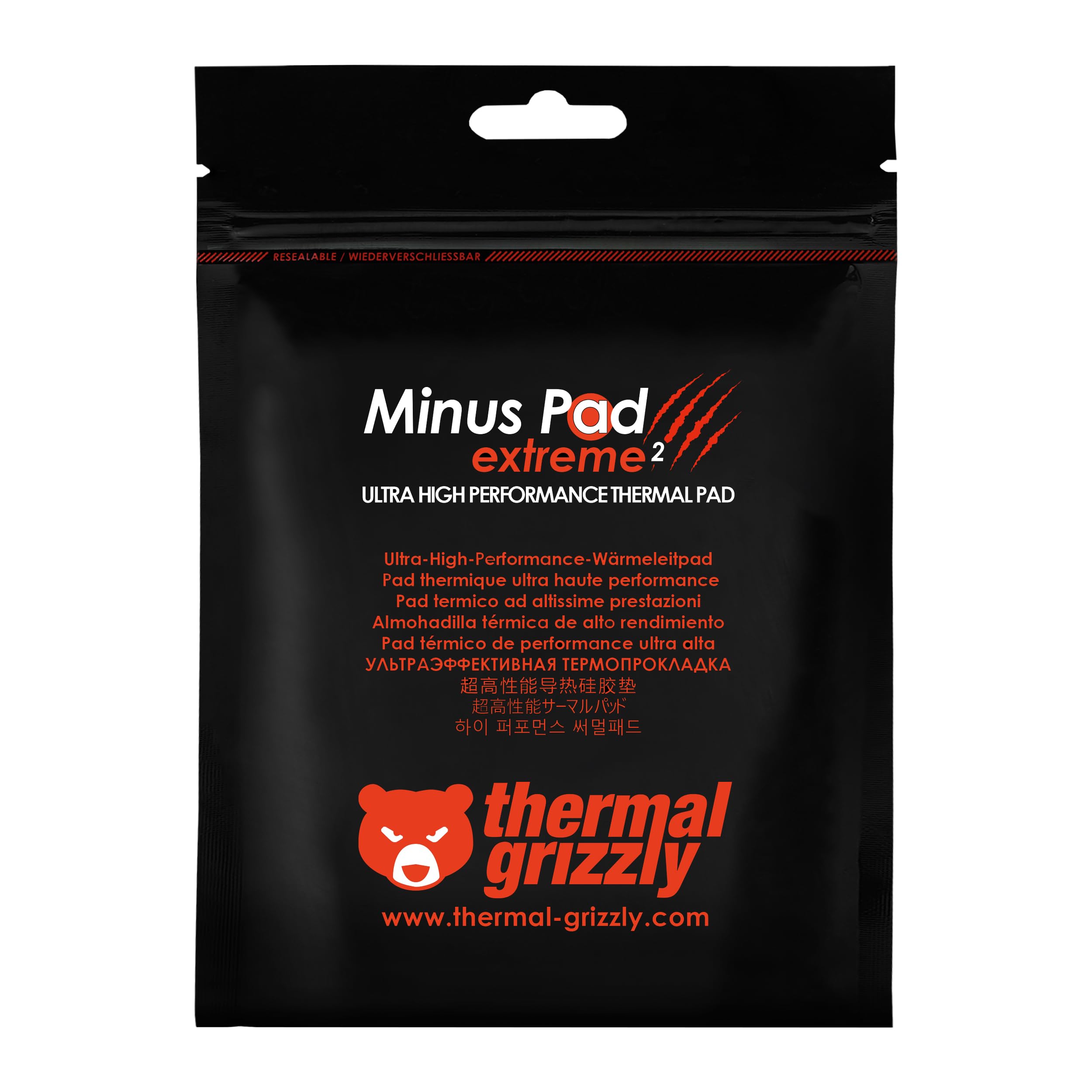 Thermal Grizzly Minus Pad Extreme 2 - Almohadilla térmica de alto rendimiento de 100 x 100 x 1,0 mm - Conductividad térmica superior, no endurece - Ideal para GPU, SSD, RAM, consolas de juegos