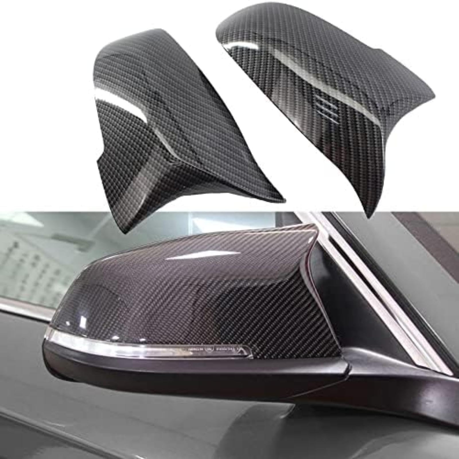 Dla Bmw 5 6 7 serii F10 F18 F11 F06 F07 F12 F13 F01 2014-2016 1 para osłony lusterek samochodowych boczne lusterko wsteczne Auto pokrywa Cap Obudowa lusterka auta (Carbon Fiber Look)