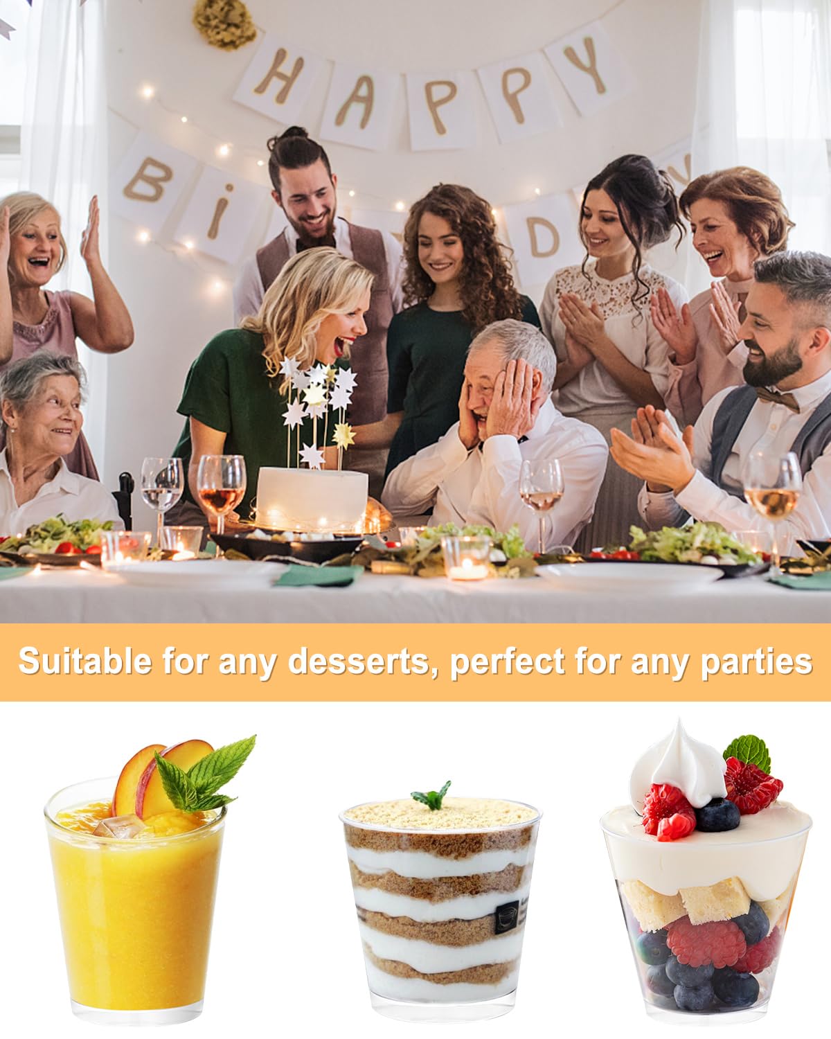 50 Mini Coupes à Dessert 180ml Transparentes - Avec Couvercles Et Cuillères - Idéal Pour Fêtes, Noël, DIY