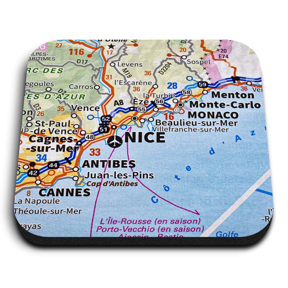 1 x Square MDF Fridge Magnet - Nice City France French Travel Map 45872