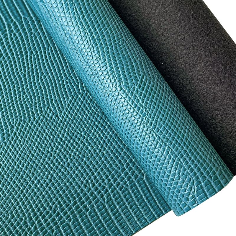 XHT Steel Blue Lizard Texture PU Faux Leather Fabric for Keychains Bags Sewing Crafts by The Metre 135cm Width