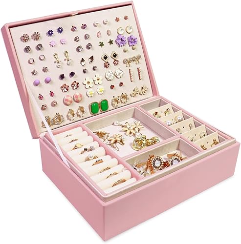 Miniatura 6 de Joyero para mujer, organizador de aretes, caja organizadora de joyas, cajas de almacenamiento de joyas, caja de joyería para aretes, caja de joyería