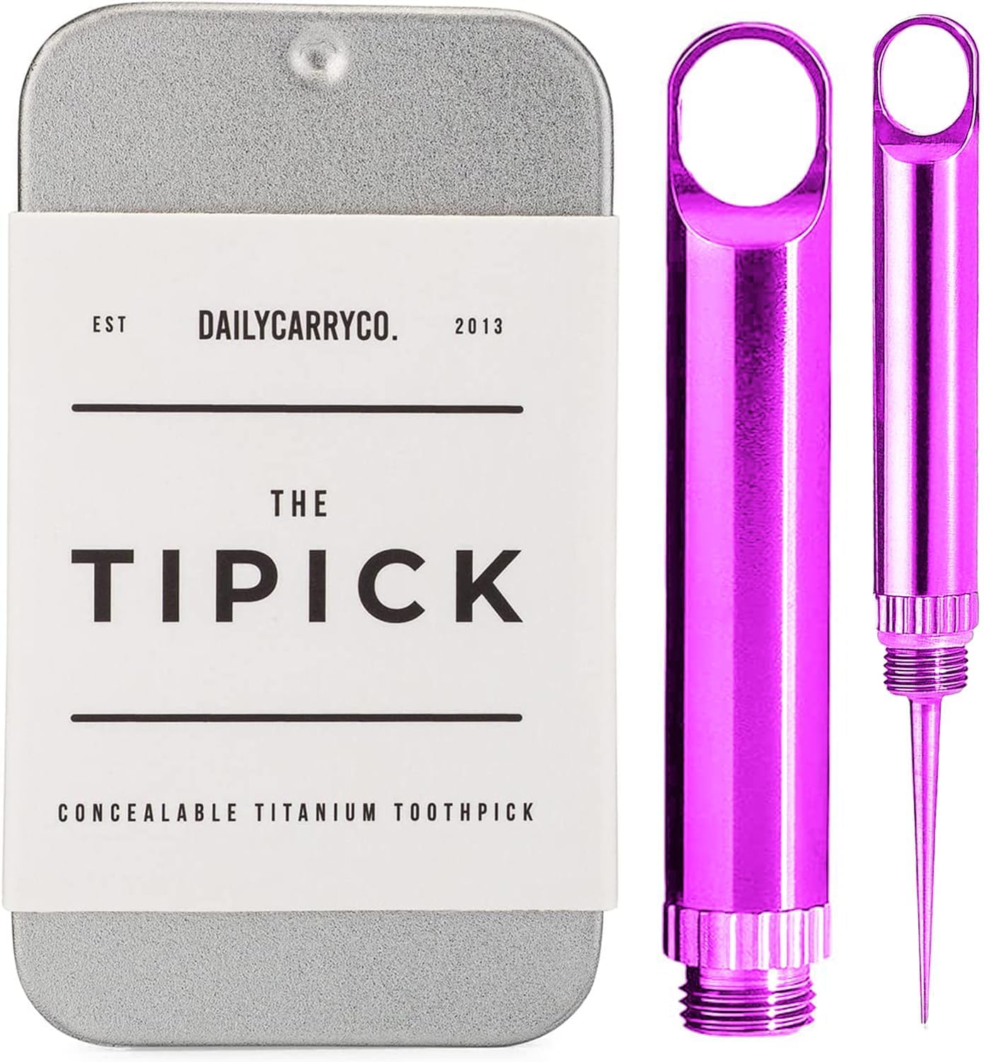 DAILYCARRYCO. TiPick Titanium Toothpick - Portable Metal Travel - Reusable EDC Micro Toothpick - Compact & Convenient - Carry On-The-Go - Titanium Construction, Ice Blue