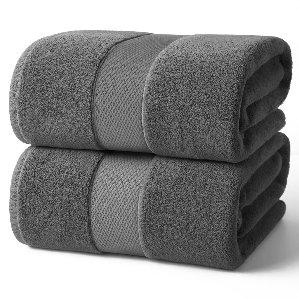 Infinitee Xclusives Premium Bath Sheets Set of 2 Extra Large Bath Towels (90x180cm), 100% Cotton Super Absorbent, Quick-Dry Bath Sheet for Hotel & Spa |Shadow Grey|