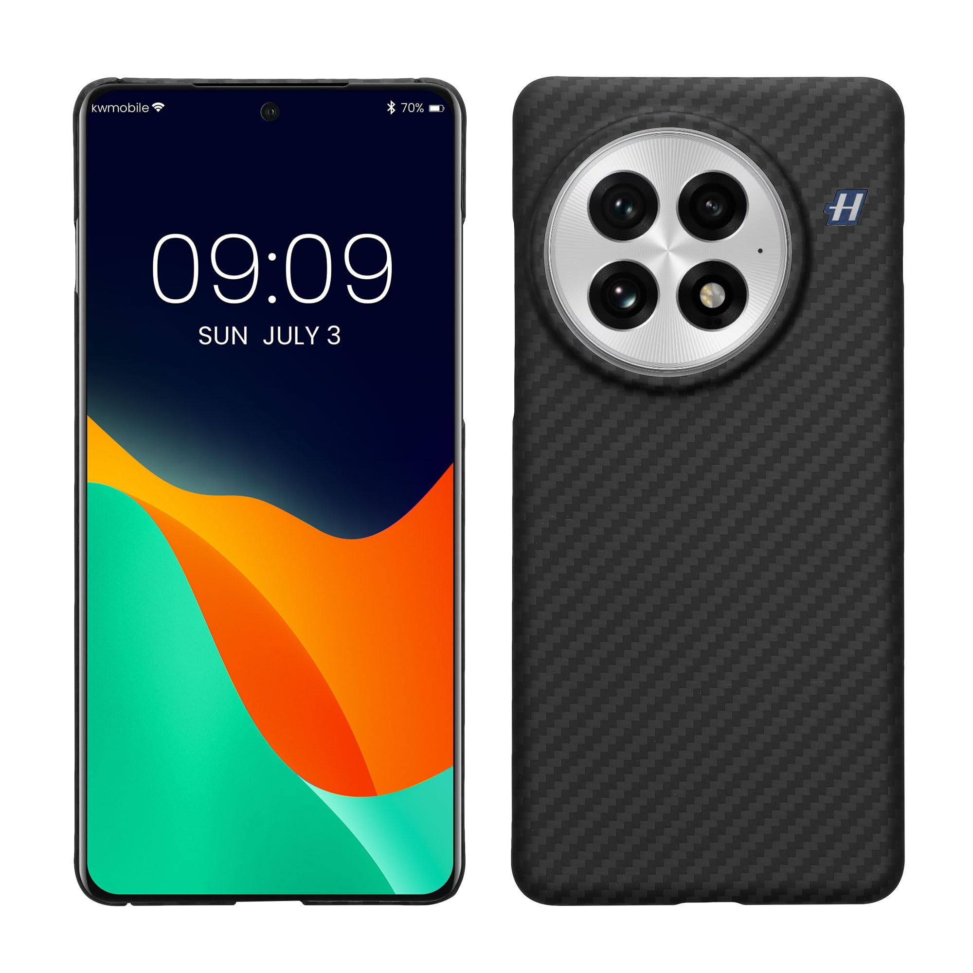 kalibri Aramid Fiber Case Compatible with OnePlus 13 - Case Super Slim Strong Protective Phone Cover - Black Matte