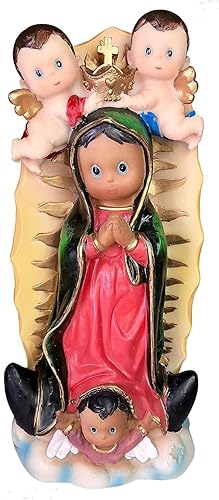 Virgen De Guadalupe - Figura religiosa de 8 pulgadas con ángeles