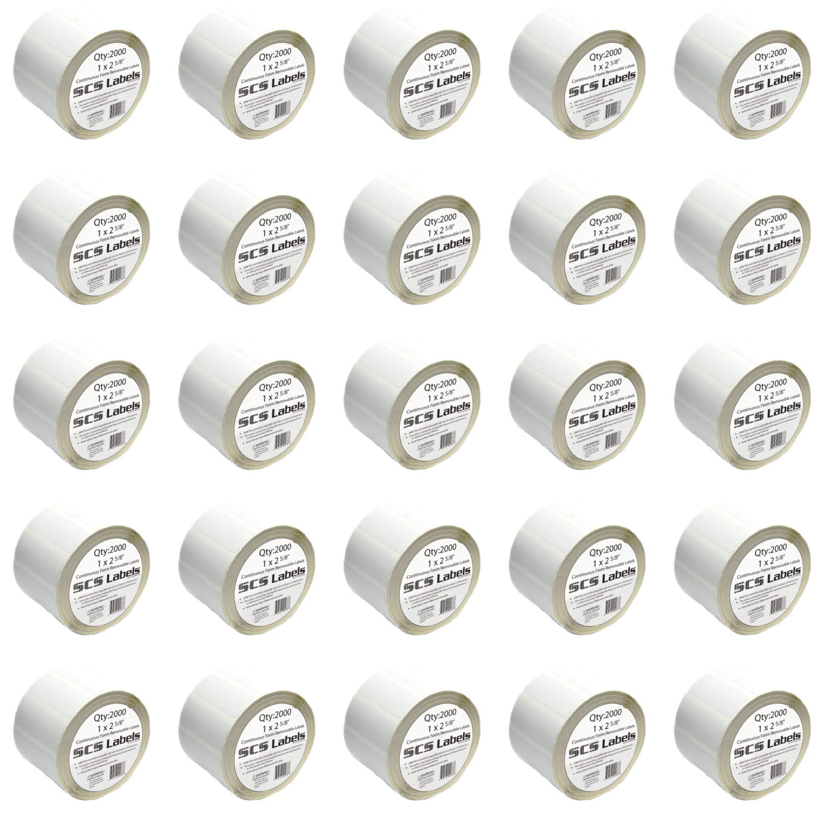 Thermal Label Printer Roll - Case of 50000 (1" X 2 5/8") Removable Amazon FBA Labels (25 Rolls of 2000) - Compatible with FBA and Zebra Printers