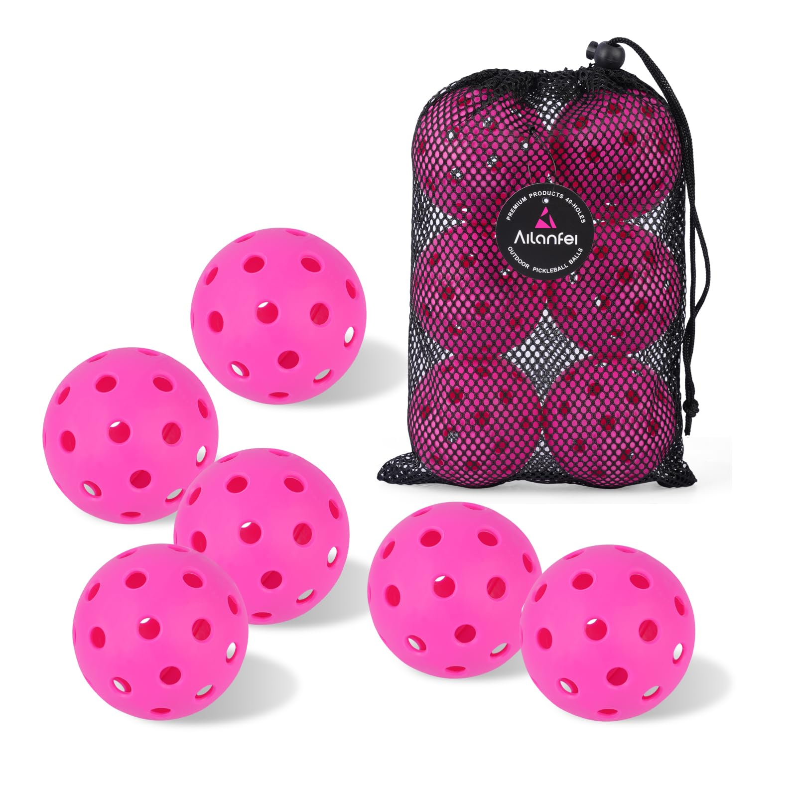 Pickleball Balls 6 Pack | 12 Pack- 40 Holes Outdoor Pickleball with Bag, Perfectly Balanced, High Bounce, Crack-Resistance，USAPA Standard - Multiple Colors