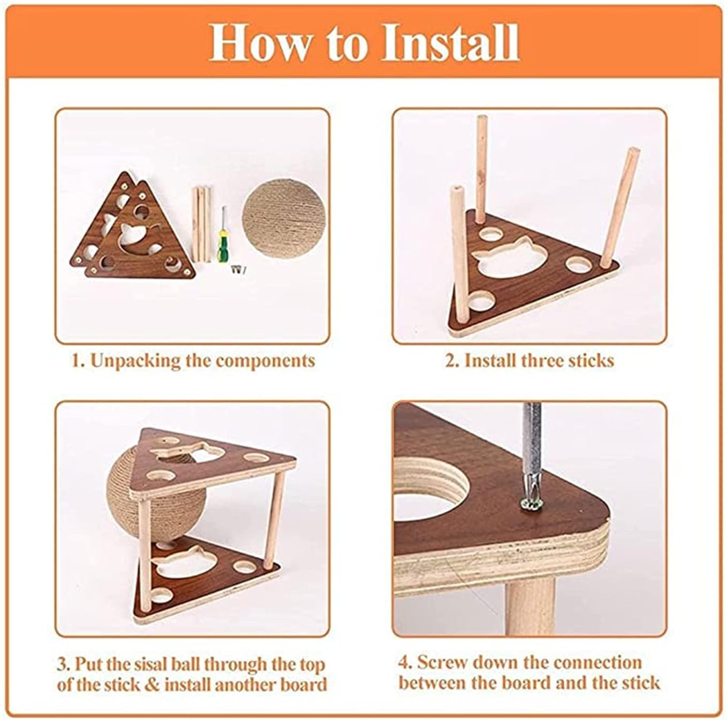 Suitable for Small and Medium Cat Interactive Solid Wood Pet Toy,CatScratcherBallToy Ball,Cats Scratching Ball Wear-Resistant Pet Furniture Supplies,Solid Wood Cat Scratch,L