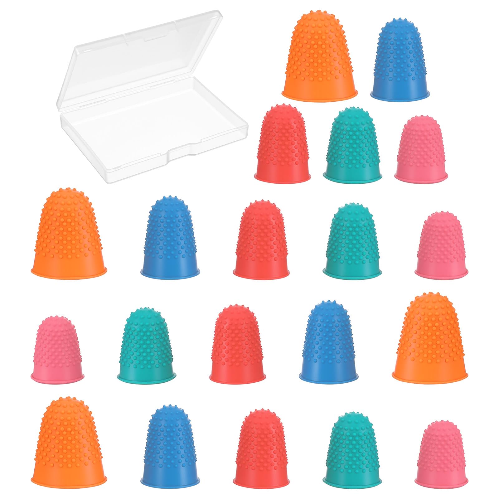 20 Stück Gummi Fingerkissen,Fingerhut Gummi,5 Größen Blattwender,Wiederverwendbare Umblätterhilfe zum Geldzählen,Sortieren,Schreiben,Sortieren von Papierkram,Schneiden,Basteln
