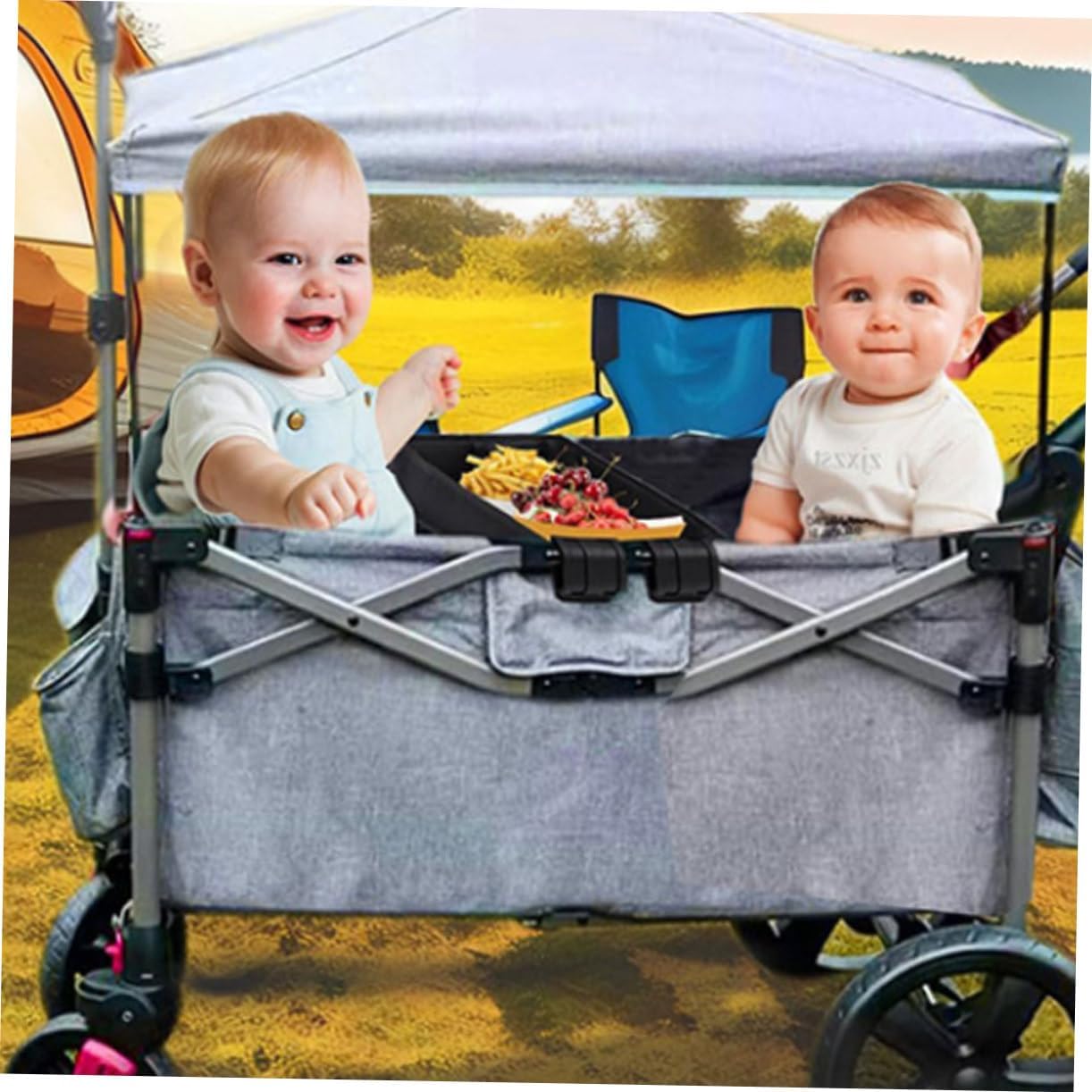 Vaguelly Stroller Tray Holder Snack Tray Cup Holder Organizer for Carriage Black Xl for Snacks The Go