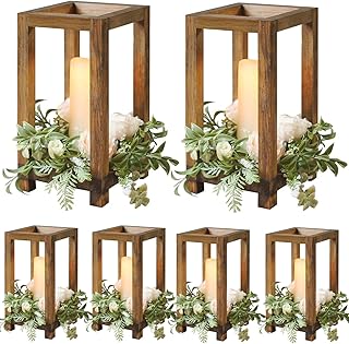 26 Wooden Candle Holder Decor Ideas for Rustic and Earthy Spaces 20 6 Pcs Wooden Wedding Lantern Centerpiece, Candle Holder for Table Firepl...