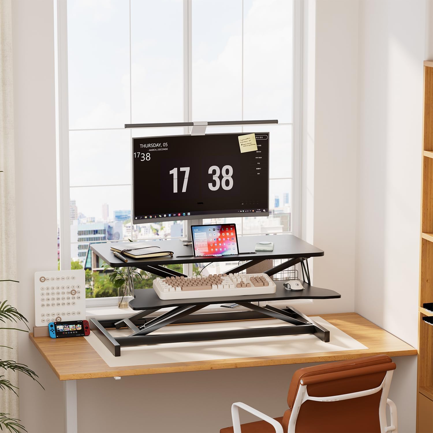 Amazon | TechPeak スタンディングデスク 卓上 天板サイズ95×40x50cm