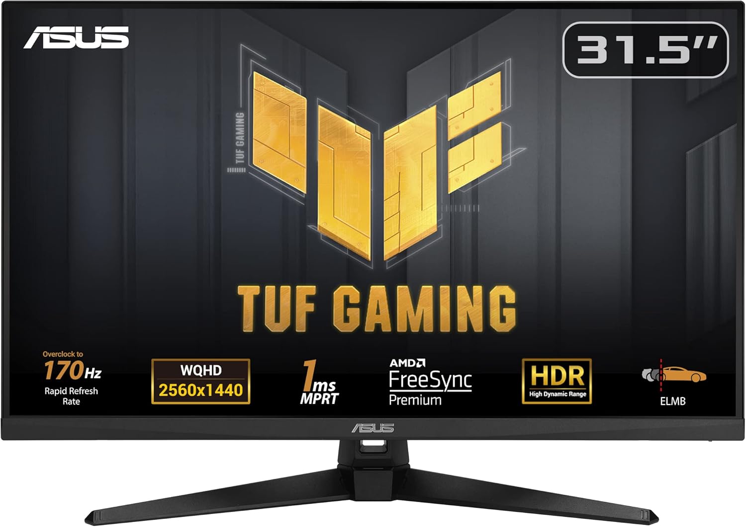 ASUS TUF Gaming VG32AQA1A - Monitor Gaming de 31,5 Pulgadas WQHD (2560 x 1440), Overclock a 170 Hz, Extreme Low Motion Blur, Freesync Premium, 1 ms (MPRT), Shadow Boost, HDR, DisplayWidget Lite