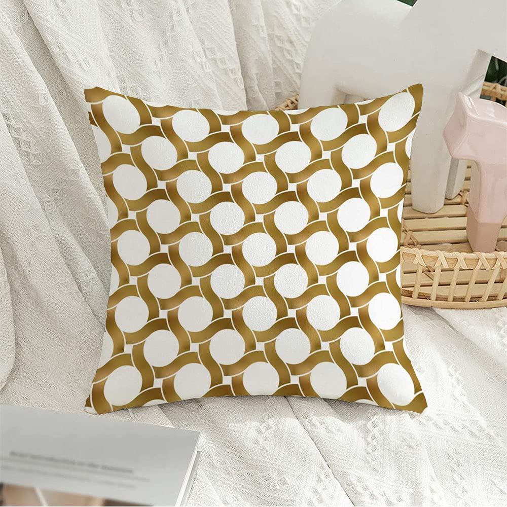 Decorative Square Throw Pillow Cover Cozy Velvet Agleam Abstract Rings Repeatable Pattern Twisted Band Tiles Grid Splendor Celtic Chain Intertwined Pillow Case for Couch Sofa Decoration 24x24 Inch