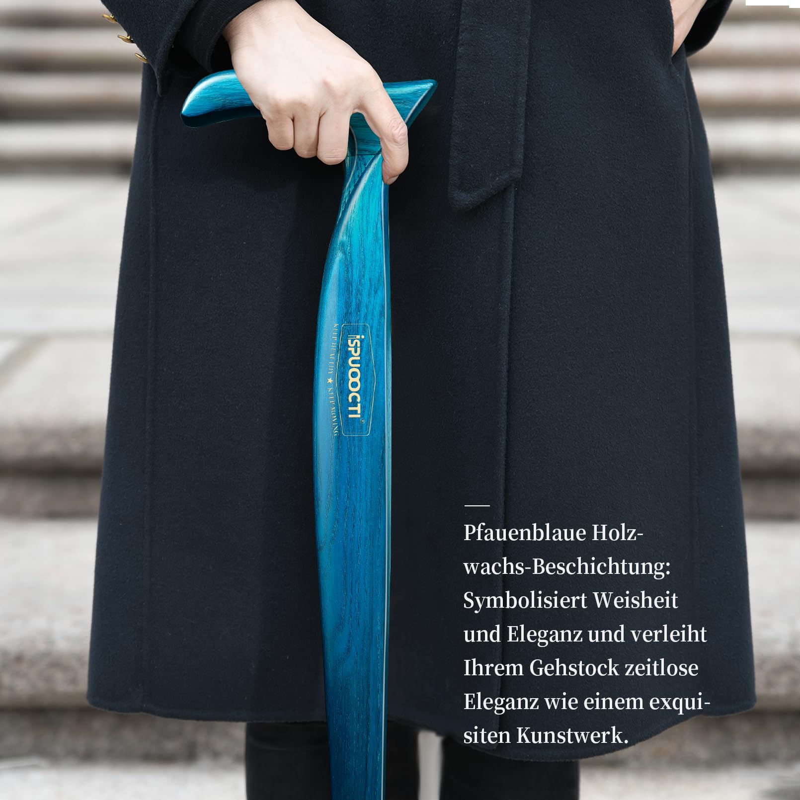 Gehstock aus Holz für Herren und Damen – Natürliches Massivholz, 3Gummifuß, Robust, mit Reisetasche – Ergonomische Gehstöcke für Senioren, Unisex- Spazierstock